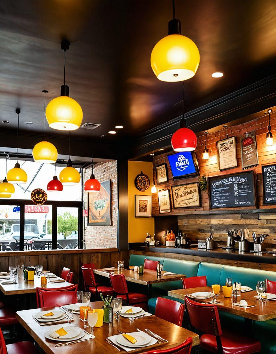 A vibrant, bustling Southern diner scene featuring an assortment of Tex-Mex dishes like tacos and enchiladas alongside gourmet burgers with colorful toppings. Brightly colored decor reflects a cheerful atmosphere with elements like sombreros, chili peppers, and burger art. Lively patrons enjoying their meals at rustic wooden tables under cheerful lighting. Capture the essence of Southern cuisine with a festive and inviting backdrop. super-realistic. vibrant colors. 3D.